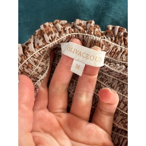 Olivaceous Women's M Puff Sleeve Cropped Smocked Top Blouse Pink Floral Print - Picture 4 of 11